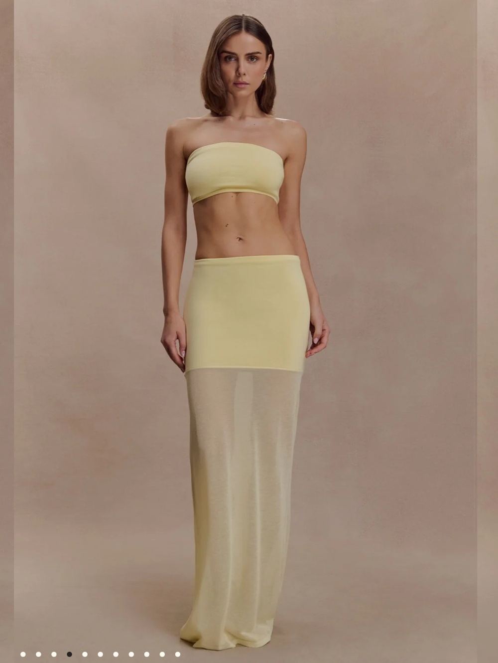 Meshki yellow maxi skirt and bandeau set
